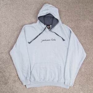 Outfitter Trading Co Jackson Hole Wyoming Large Blue Long Sleeve Hoodie